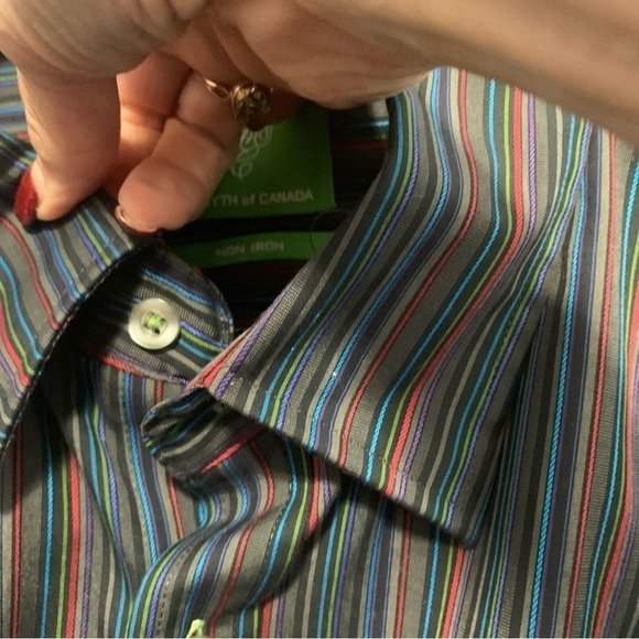 Forsyth Of Canada Men’s Stripe Button Up Long Sleeve Shirt - Picture 5 of 7